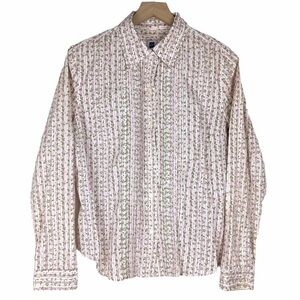 GAP Shirt Y2K Button Up Stripe Flowers Western Cowgirl Rodeo Ranch Size Large
